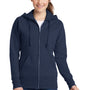 Port & Company Womens Core Pill Resistant Fleece Full Zip Hooded Sweatshirt Hoodie - Navy Blue