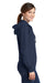 Port & Company LPC78ZH Womens Core Fleece Full Zip Hooded Sweatshirt Hoodie Navy Blue Side