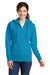 Port & Company LPC78ZH Womens Core Fleece Full Zip Hooded Sweatshirt Hoodie Neon Blue Front