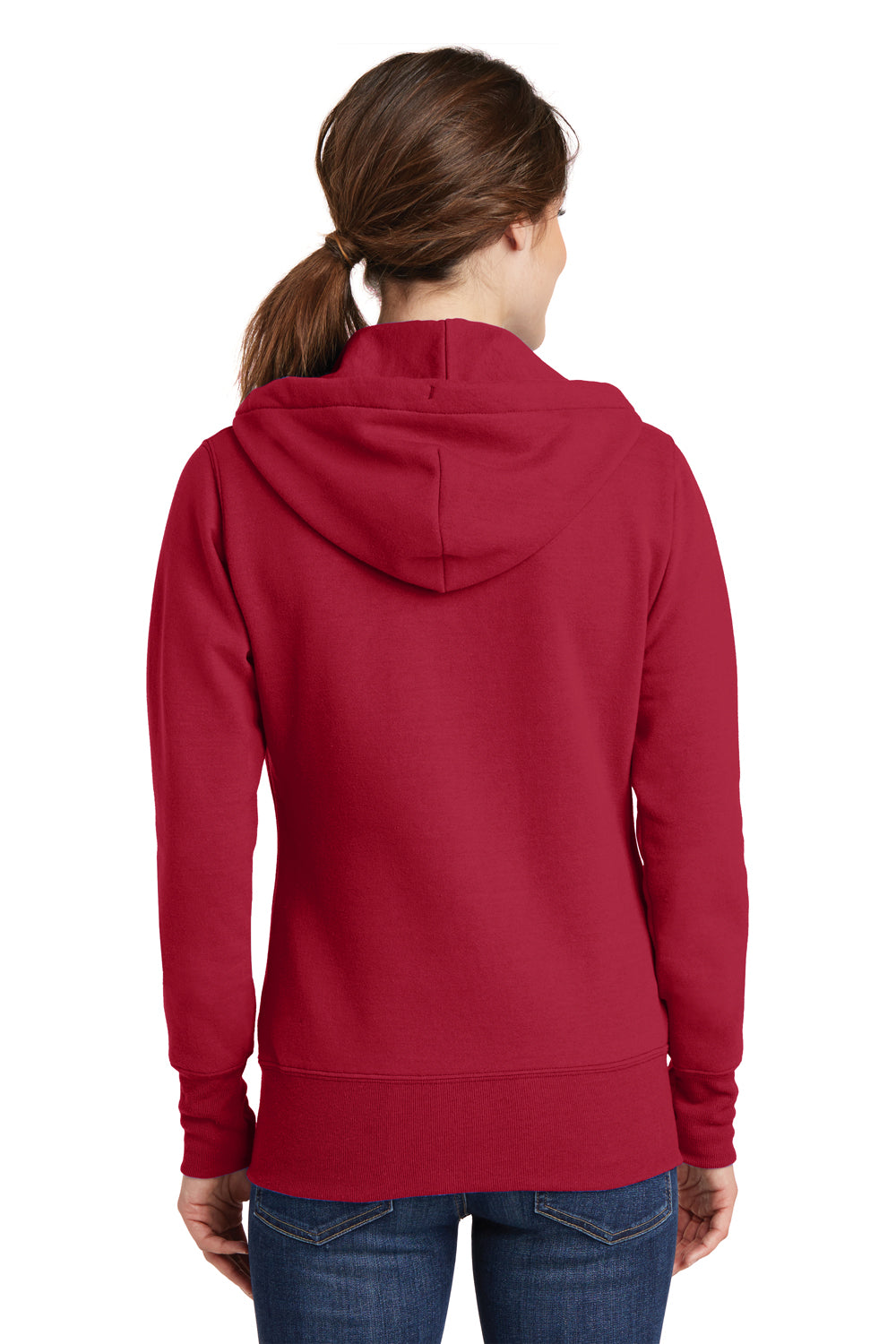 Port & Company LPC78ZH Womens Core Fleece Full Zip Hooded Sweatshirt Hoodie Red Back