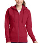 Port & Company Womens Core Pill Resistant Fleece Full Zip Hooded Sweatshirt Hoodie - Red