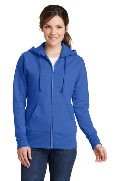 Port & Company LPC78ZH Womens Core Fleece Full Zip Hooded Sweatshirt Hoodie Royal Blue Front