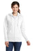 Port & Company LPC78ZH Womens Core Fleece Full Zip Hooded Sweatshirt Hoodie White Front