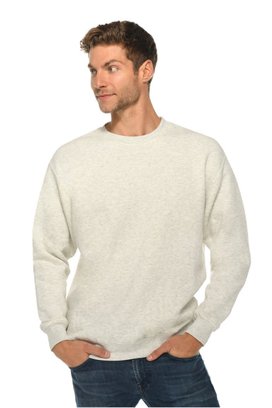 Lane Seven LS14004 Mens Premium Crewneck Sweatshirt Heather Oatmeal Front