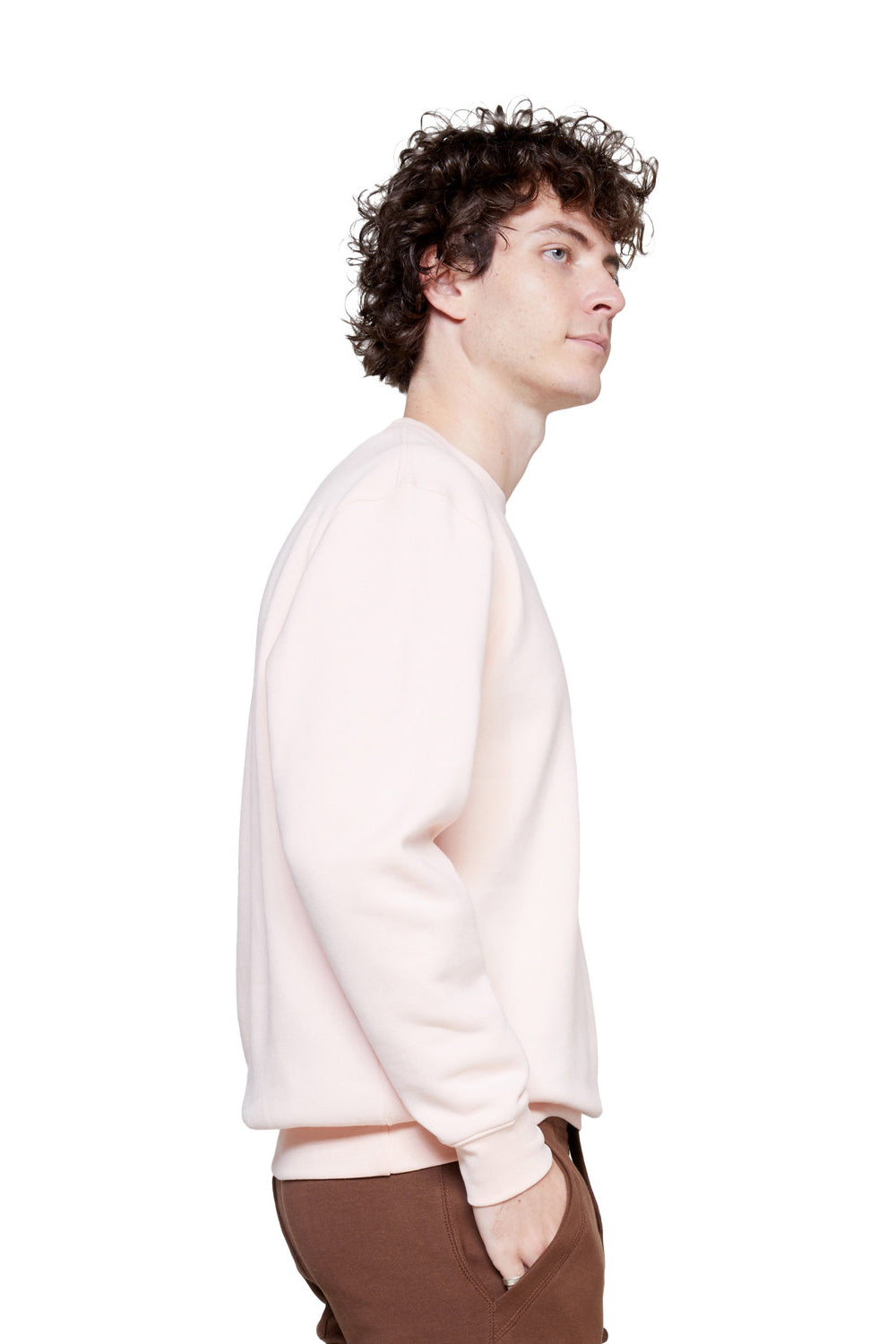 Lane Seven LS14004 Mens Premium Crewneck Sweatshirt Pale Pink Side
