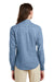 Port & Company LSP10 Womens Denim Long Sleeve Button Down Shirt Faded Blue Back