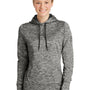 Sport-Tek Womens Electric Heather Moisture Wicking Fleece Hooded Sweatshirt Hoodie - Black Electric - Closeout
