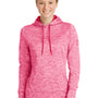Sport-Tek Womens Electric Heather Moisture Wicking Fleece Hooded Sweatshirt Hoodie - Power Pink Electric - Closeout
