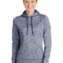 Sport-Tek Womens Electric Heather Moisture Wicking Fleece Hooded Sweatshirt Hoodie - True Navy Blue Electric - Closeout