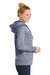 Sport-Tek LST225 Womens Electric Heather Moisture Wicking Fleece Hooded Sweatshirt Hoodie Navy Blue Side