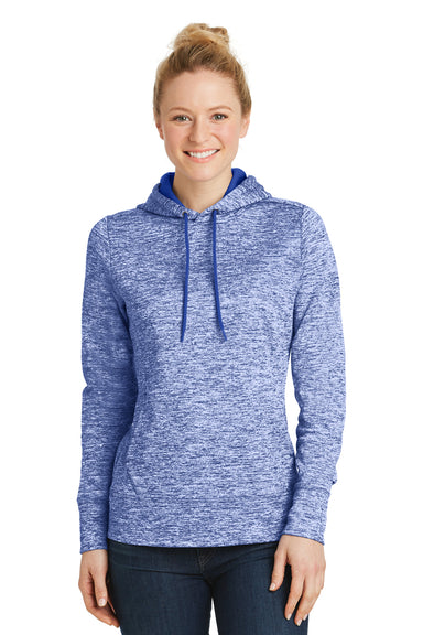 Sport-Tek LST225 Womens Electric Heather Moisture Wicking Fleece Hooded Sweatshirt Hoodie Royal Blue Front