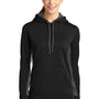 Sport-Tek Womens Sport-Wick Moisture Wicking Fleece Hooded Sweatshirt Hoodie - Black/Dark Smoke Grey