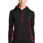Sport-Tek Womens Sport-Wick Moisture Wicking Fleece Hooded Sweatshirt Hoodie - Black/Deep Red