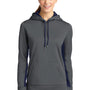 Sport-Tek Womens Sport-Wick Moisture Wicking Fleece Hooded Sweatshirt Hoodie - Dark Smoke Grey/Navy Blue - Closeout