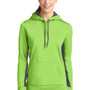 Sport-Tek Womens Sport-Wick Moisture Wicking Fleece Hooded Sweatshirt Hoodie - Lime Shock Green/Dark Smoke Grey - Closeout