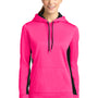 Sport-Tek Womens Sport-Wick Moisture Wicking Fleece Hooded Sweatshirt Hoodie - Neon Pink/Black