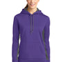 Sport-Tek Womens Sport-Wick Moisture Wicking Fleece Hooded Sweatshirt Hoodie - Purple/Dark Smoke Grey