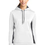 Sport-Tek Womens Sport-Wick Moisture Wicking Fleece Hooded Sweatshirt Hoodie - White/Dark Smoke Grey