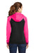 Sport-Tek LST236 Womens Sport-Wick Moisture Wicking Fleece Hooded Sweatshirt Hoodie Black/Neon Pink Back