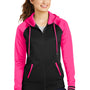 Sport-Tek Womens Sport-Wick Moisture Wicking Fleece Hooded Sweatshirt Hoodie - Black/Neon Pink