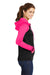 Sport-Tek LST236 Womens Sport-Wick Moisture Wicking Fleece Hooded Sweatshirt Hoodie Black/Neon Pink Side