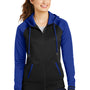 Sport-Tek Womens Sport-Wick Moisture Wicking Fleece Hooded Sweatshirt Hoodie - Black/True Royal Blue