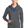 Sport-Tek Womens Sport-Wick Moisture Wicking Fleece Full Zip Hooded Sweatshirt Hoodie - Dark Smoke Grey - Closeout