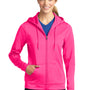Sport-Tek Womens Sport-Wick Moisture Wicking Fleece Full Zip Hooded Sweatshirt Hoodie - Neon Pink - Closeout