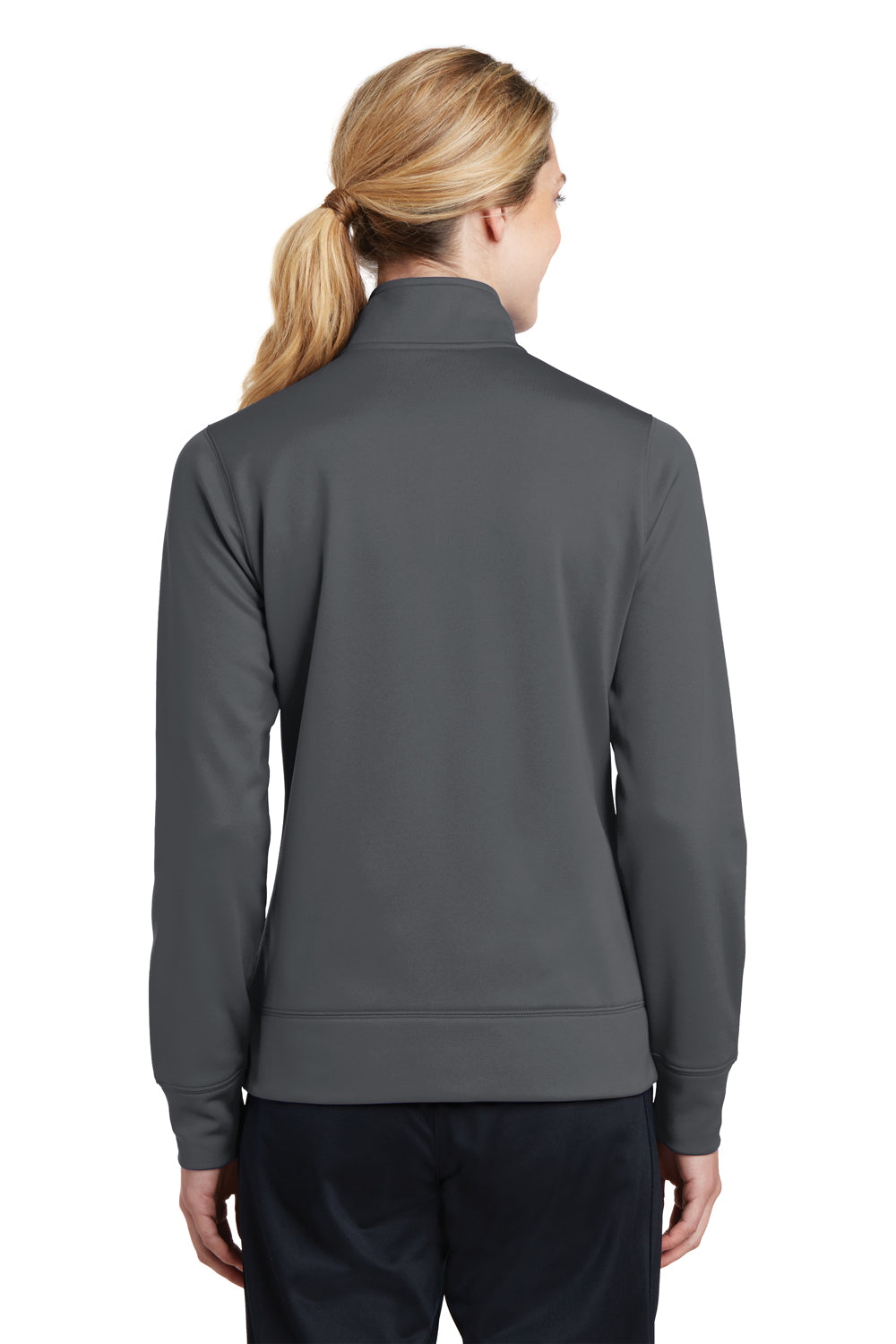 Sport-Tek LST241 Womens Sport-Wick Moisture Wicking Fleece Full Zip Sweatshirt Dark Grey Back