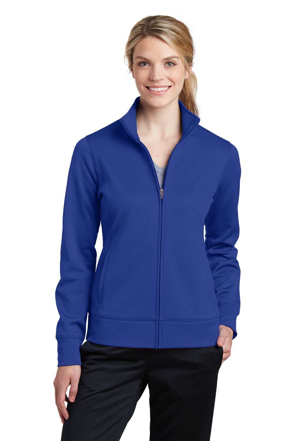 Sport-Tek LST241 Womens Sport-Wick Moisture Wicking Fleece Full Zip Sweatshirt Royal Blue Front