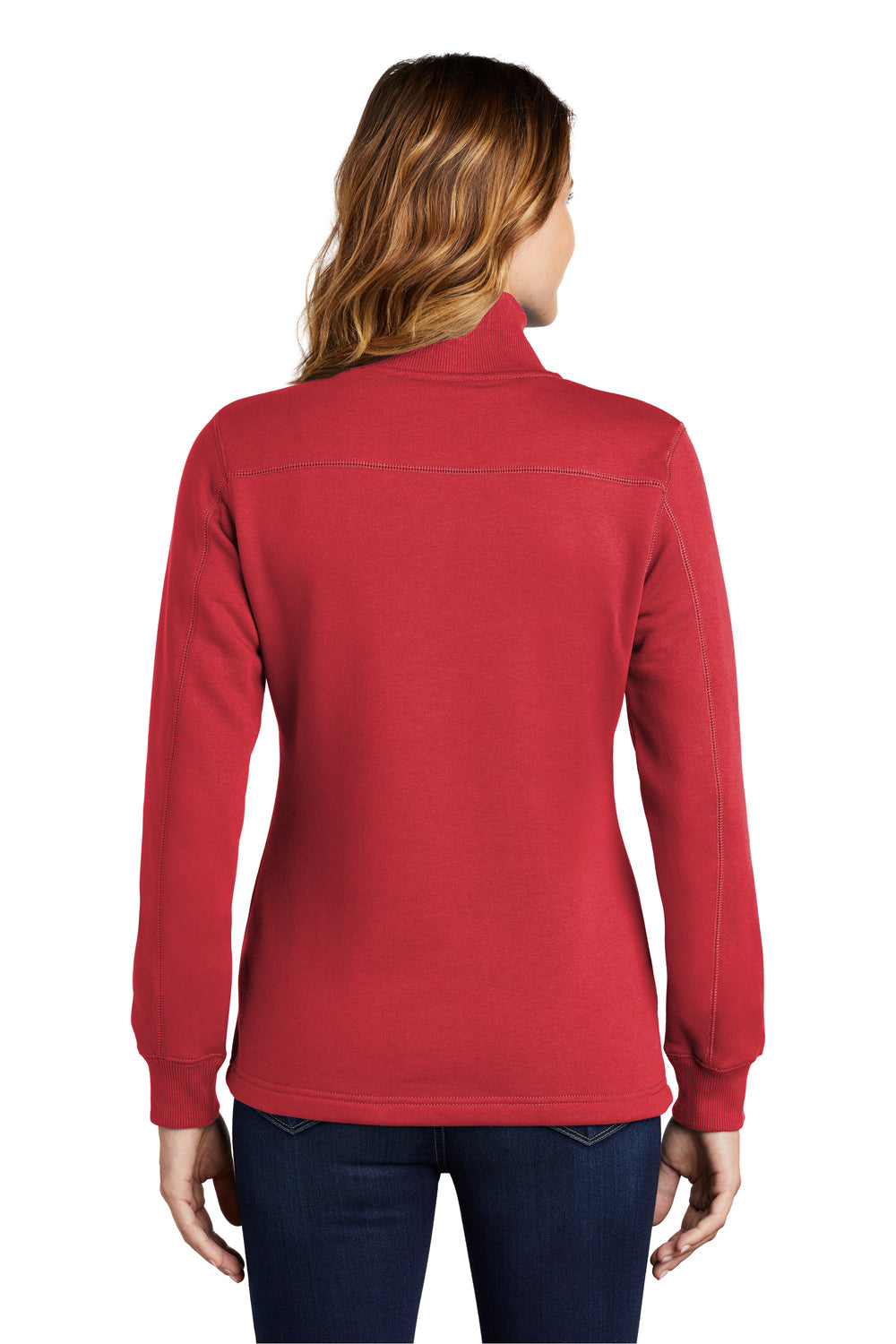 Sport-Tek LST253 Womens Fleece 1/4 Zip Sweatshirt Red Back