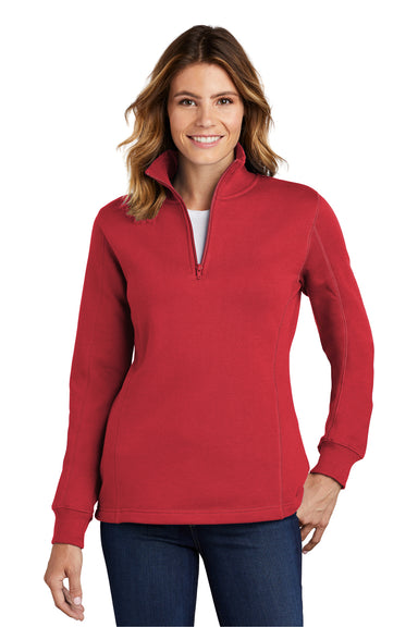 Sport-Tek LST253 Womens Fleece 1/4 Zip Sweatshirt Red Front