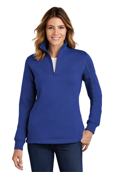 Sport-Tek LST253 Womens Fleece 1/4 Zip Sweatshirt Royal Blue Front