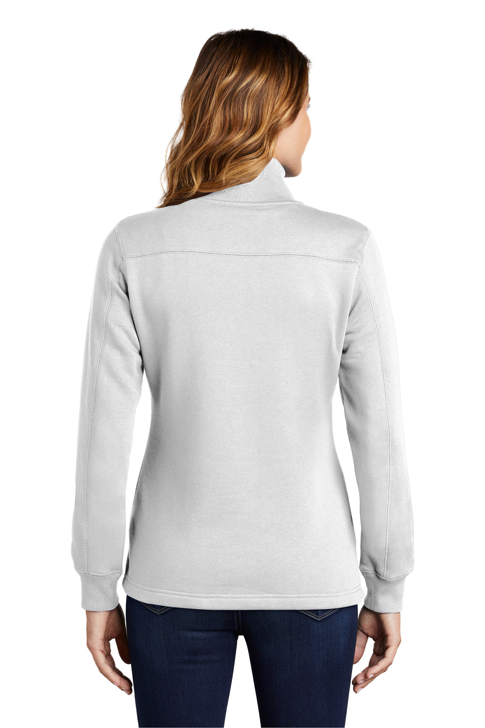 Sport-Tek LST253 Womens Fleece 1/4 Zip Sweatshirt White Back