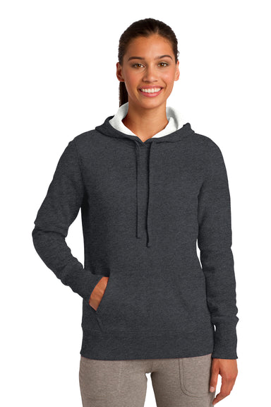 Sport-Tek LST254 Womens Fleece Hooded Sweatshirt Hoodie Heather Graphite Grey Front