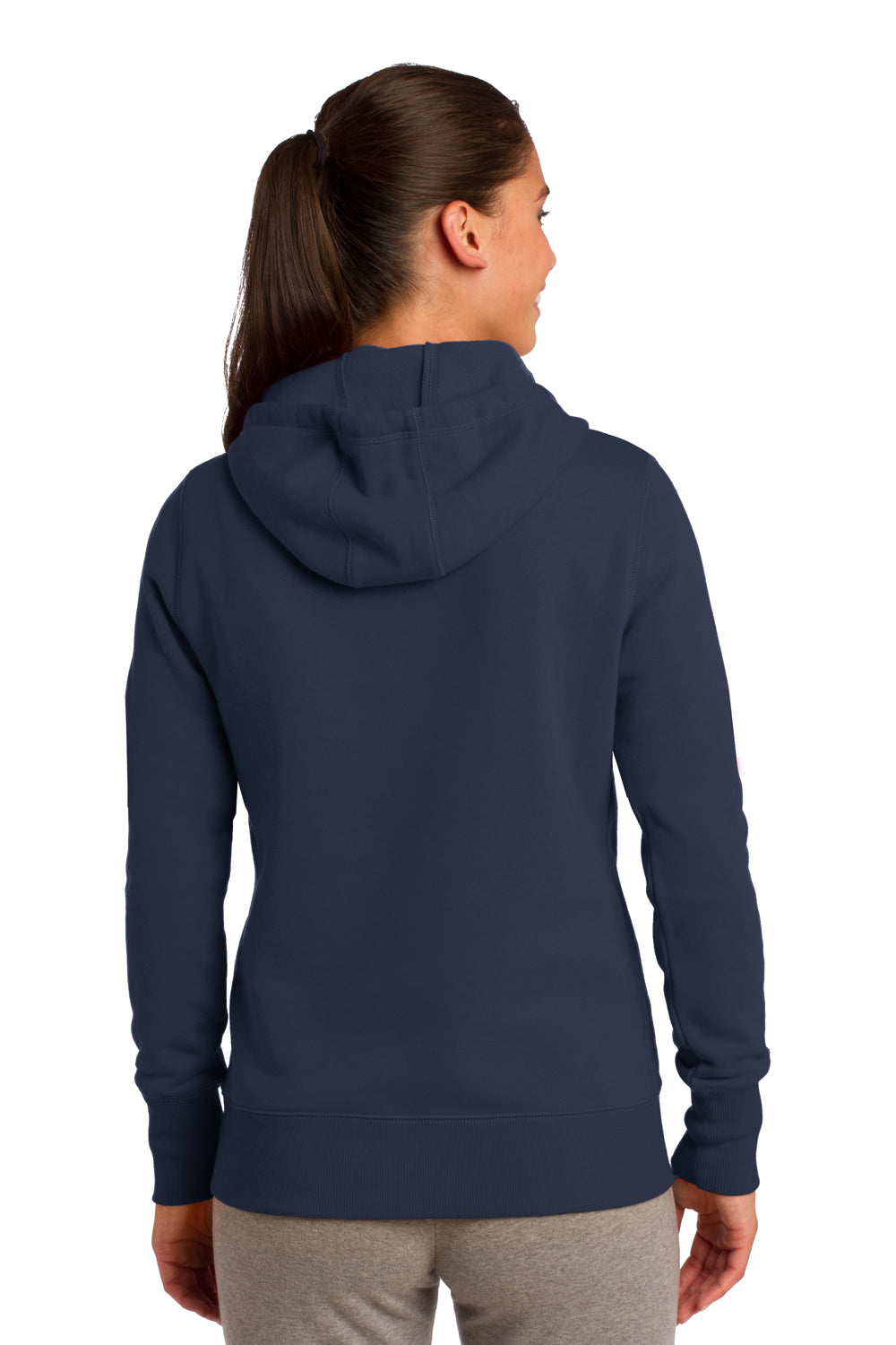 Sport-Tek LST254 Womens Fleece Hooded Sweatshirt Hoodie Navy Blue Back