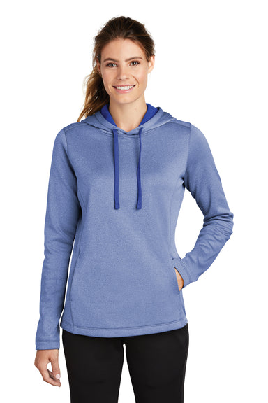 Sport-Tek LST264 Womens Heather Sport-Wick Moisture Wicking Fleece Hooded Sweatshirt Hoodie Royal Blue Front