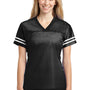 Sport-Tek Womens Short Sleeve V-Neck T-Shirt - Black/White