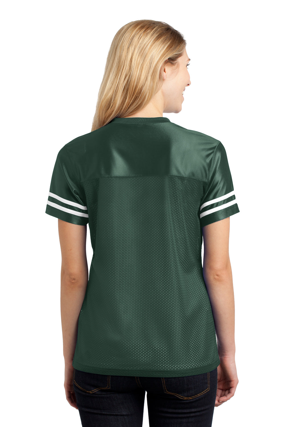Sport-Tek LST307 Womens Short Sleeve V-Neck T-Shirt Forest Green Back
