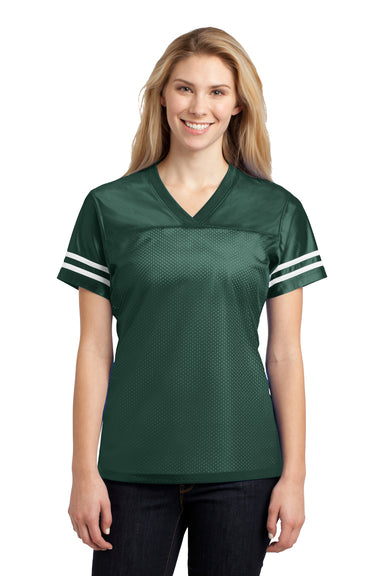 Sport-Tek LST307 Womens Short Sleeve V-Neck T-Shirt Forest Green Front
