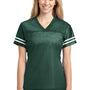 Sport-Tek Womens Short Sleeve V-Neck T-Shirt - Forest Green/White