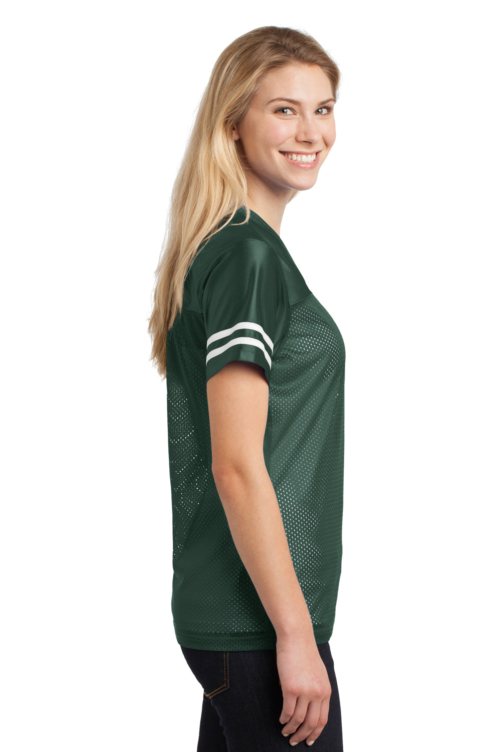 Sport-Tek LST307 Womens Short Sleeve V-Neck T-Shirt Forest Green Side