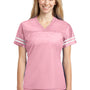 Sport-Tek Womens Short Sleeve V-Neck T-Shirt - Light Pink/White