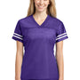 Sport-Tek Womens Short Sleeve V-Neck T-Shirt - Purple/White