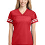 Sport-Tek Womens Short Sleeve V-Neck T-Shirt - True Red/White
