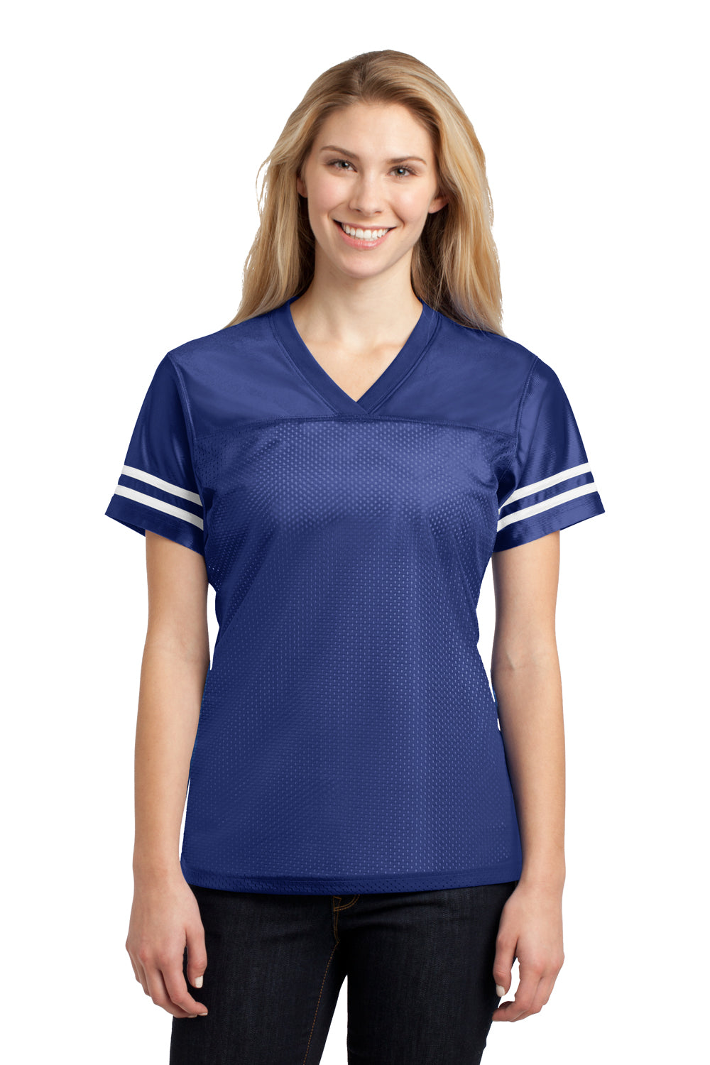 Sport-Tek LST307 Womens Short Sleeve V-Neck T-Shirt Royal Blue Front