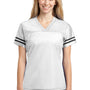 Sport-Tek Womens Short Sleeve V-Neck T-Shirt - White/Black