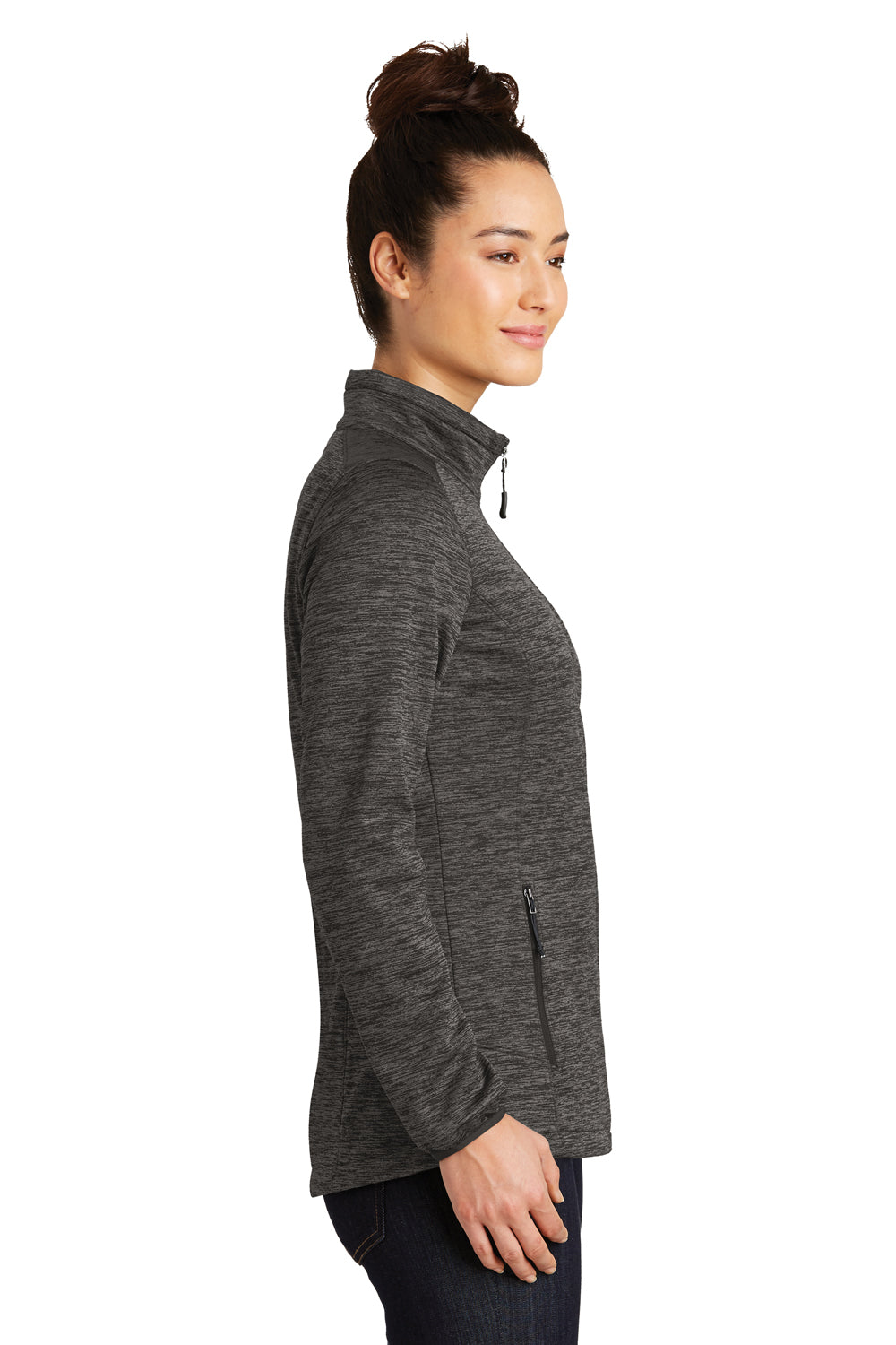 Sport-Tek LST30 Womens Electric Heather Water Resistant Full Zip Jacket Grey Side
