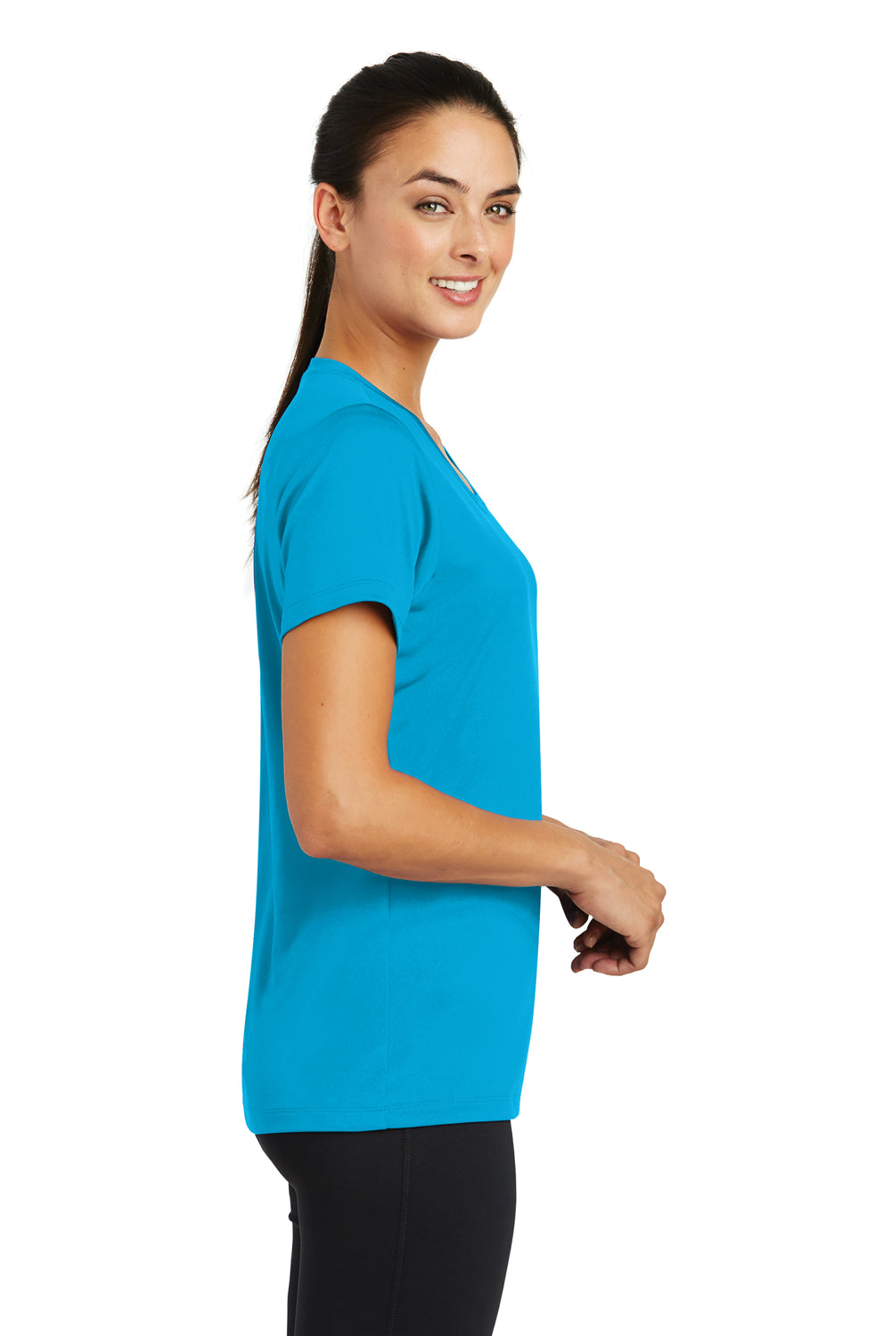 Sport-Tek LST320 Womens Tough Moisture Wicking Short Sleeve Crewneck T-Shirt Atomic Blue Side