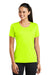 Sport-Tek LST320 Womens Tough Moisture Wicking Short Sleeve Crewneck T-Shirt Neon Yellow Front